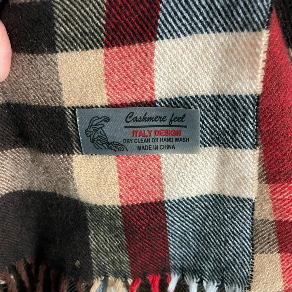 Plaid cashmere feel scarf